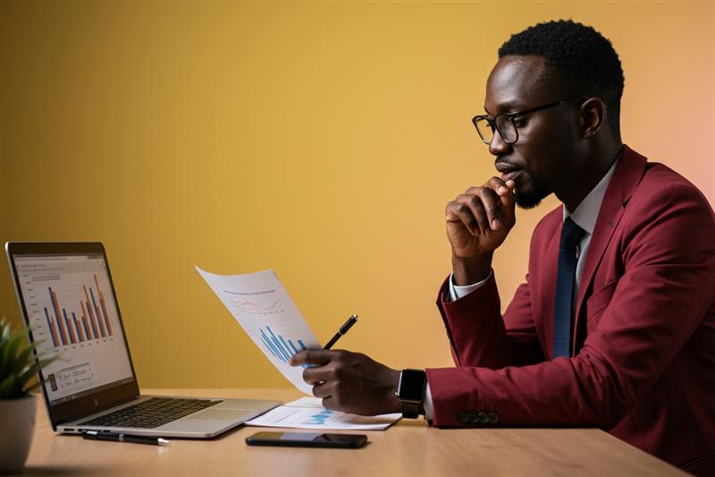 Manager reviewing performance analytics from an LMS for employee training to track team progress and outcomes.