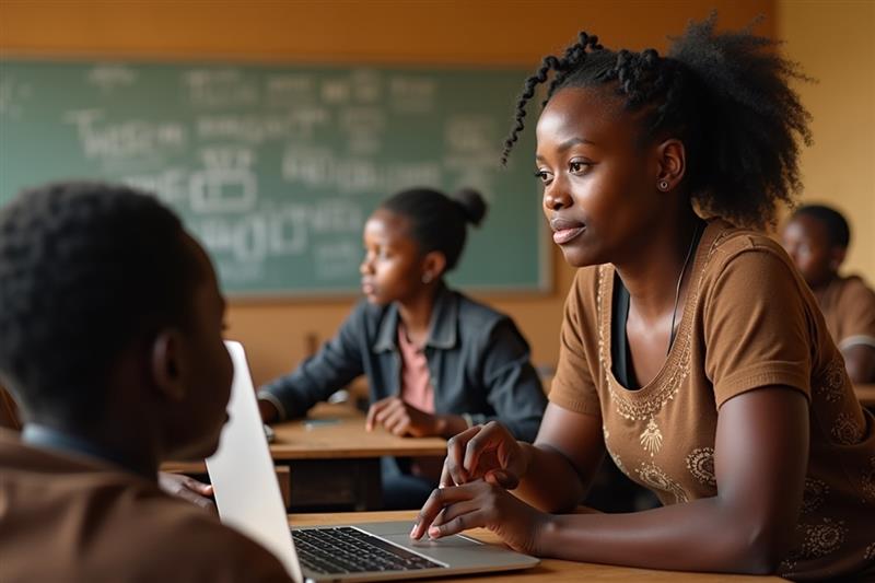 African students using laptops in class with zoom alternatives in Africa for online learning and virtual collaboration
