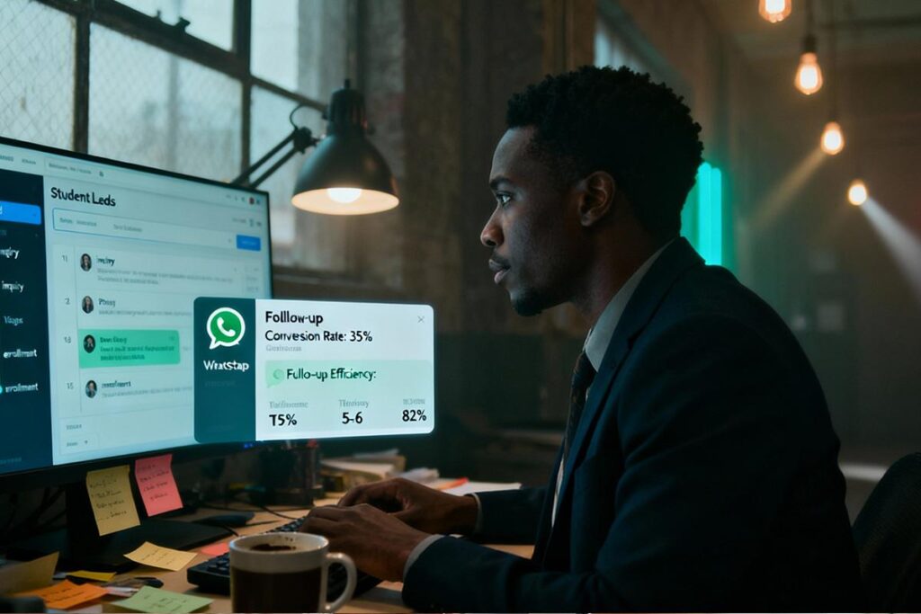 University admin portal supporting student follow ups, lead tracking, and counselor performance monitoring.