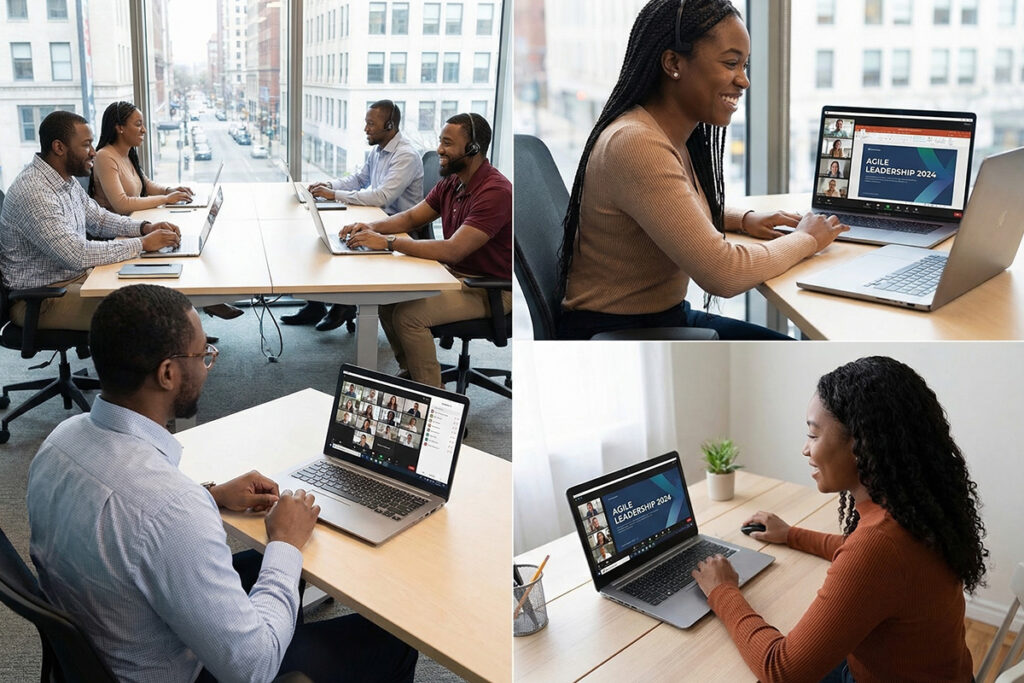 Trainer using Vigilearn LMS platform to deliver employee training program with centralized course management and reporting dashboard visibleVIGILEARN - IMAGE REQ - BLOG 65 BLOG 66